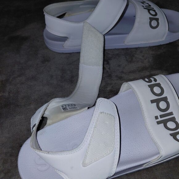 Adidas Adilette Strappy Sandal Womens Size 10 White Champagne Adjustable Slide - Picture 11 of 14
